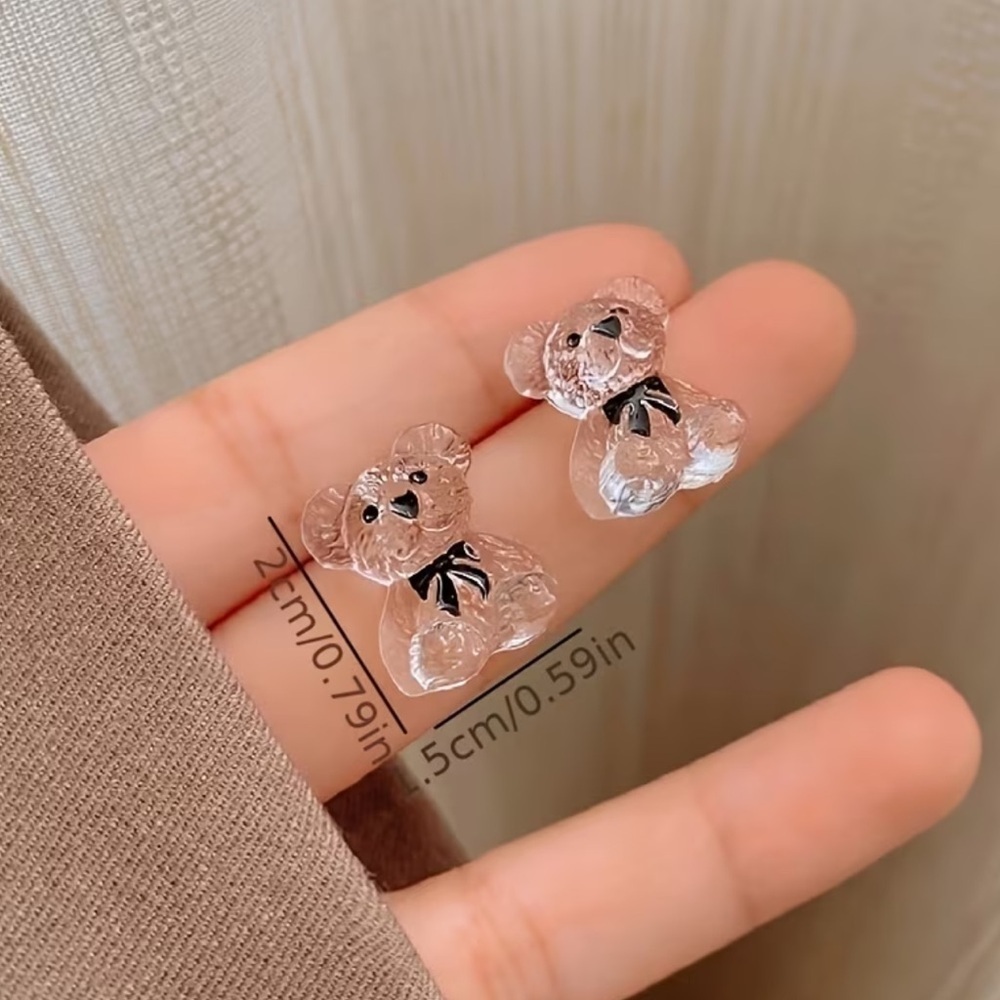 NEW Elegant Clear Bear Earrings. Unique Bear Earrings. 🐻 A7-241 - Picture 6 of 8